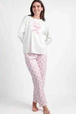 Mujer Admas Pijamas|Pijamas>Pijama largo rayas lazos Barbie 100% algodón