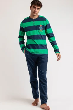 Hombre Admas Pijamas>Pijama largo rayas Rugby Paddington para hombre