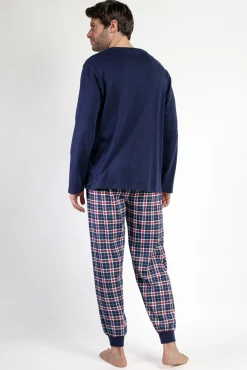Hombre Admas Pijamas>Pijama largo Snoopy cuadros 100% algodón