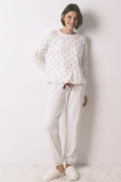 Mujer Women'secret Pijamas|Pijamas>Pijama largo terciopelo blanco flores
