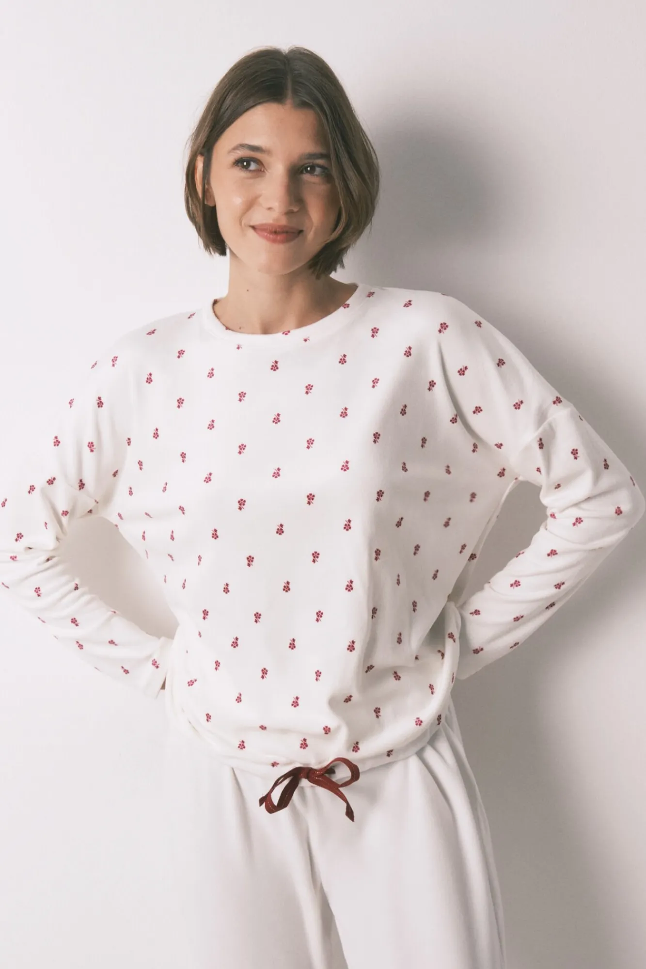 Mujer Women'secret Pijamas|Pijamas>Pijama largo terciopelo blanco flores