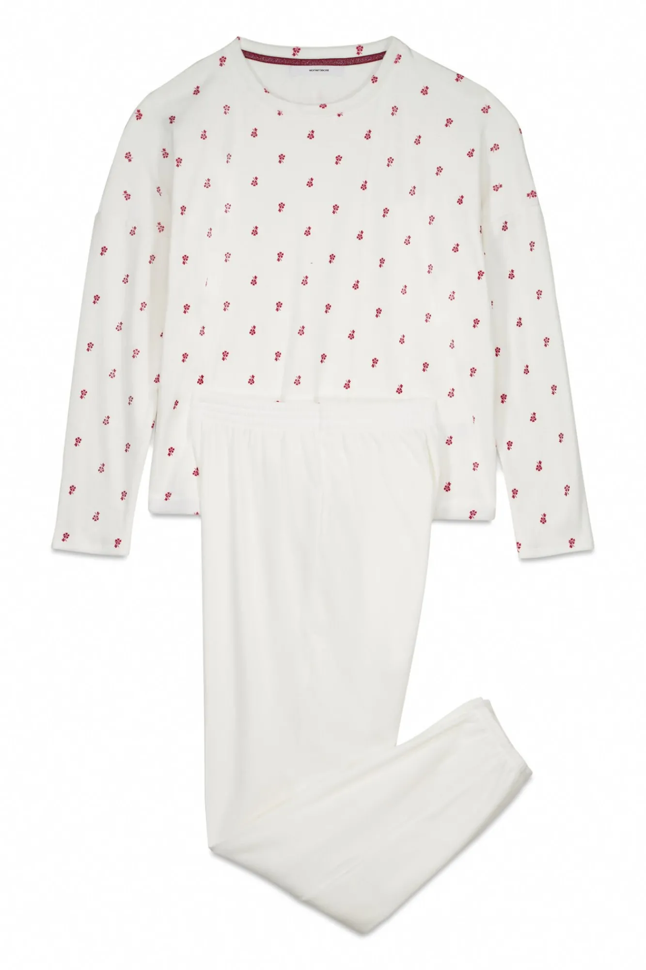 Mujer Women'secret Pijamas|Pijamas>Pijama largo terciopelo blanco flores