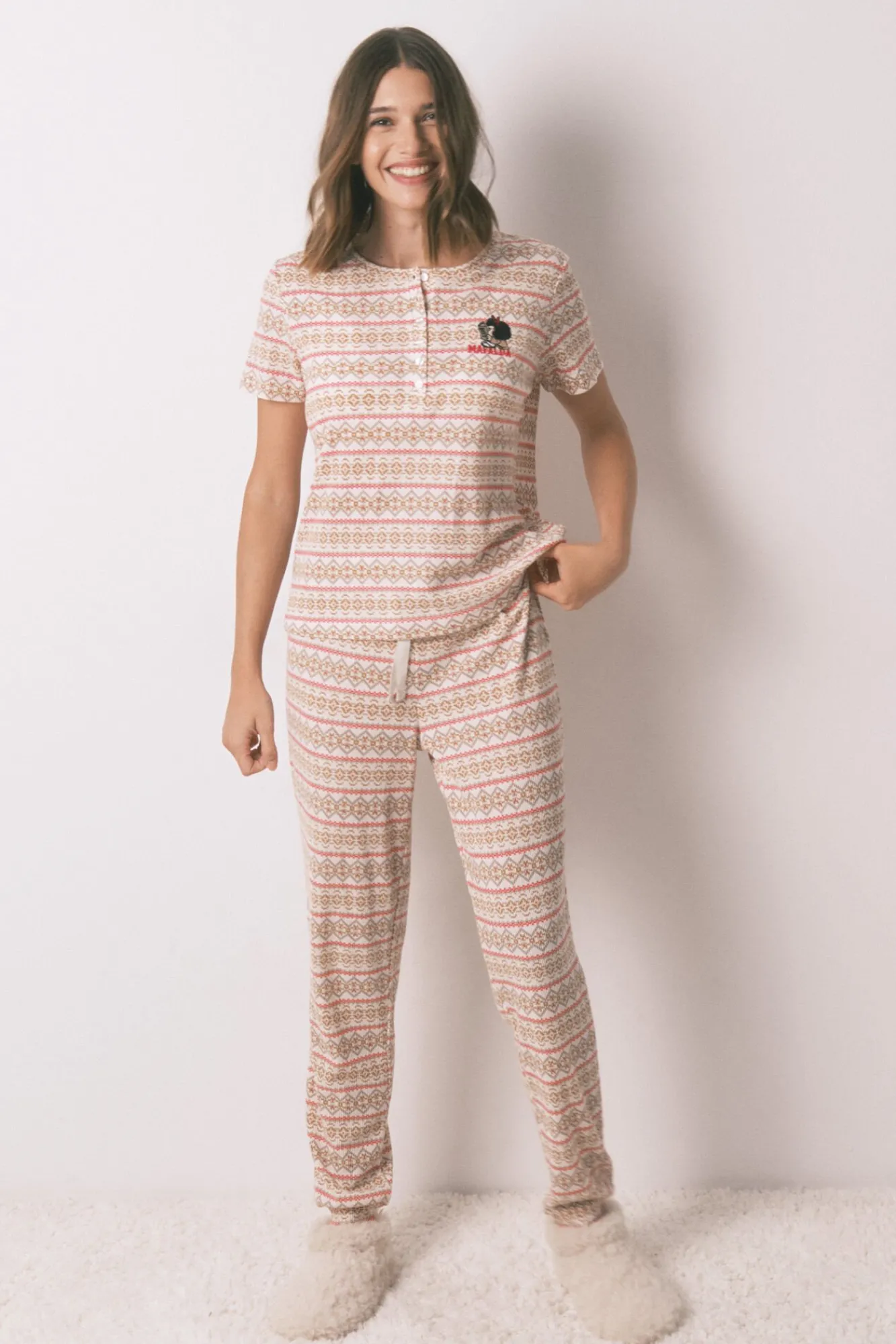 Mujer Women'secret Pijamas|Pijamas>Pijama largo textura gofre afelpado cenefas Mafalda