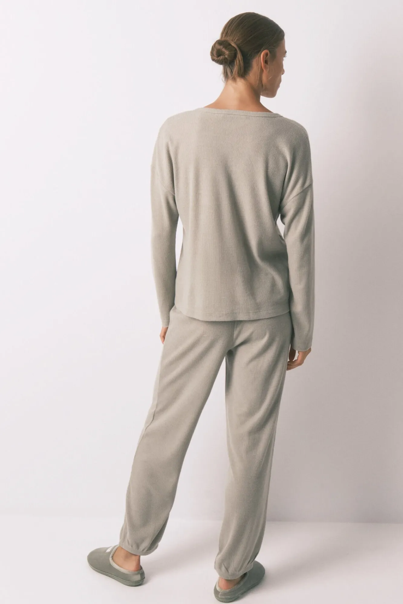 Mujer Women'secret Pijamas|Pijamas>Pijama largo textura waffle verde