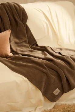 Calma House Mantas>Plaid calentito con pespunte marrón Adel