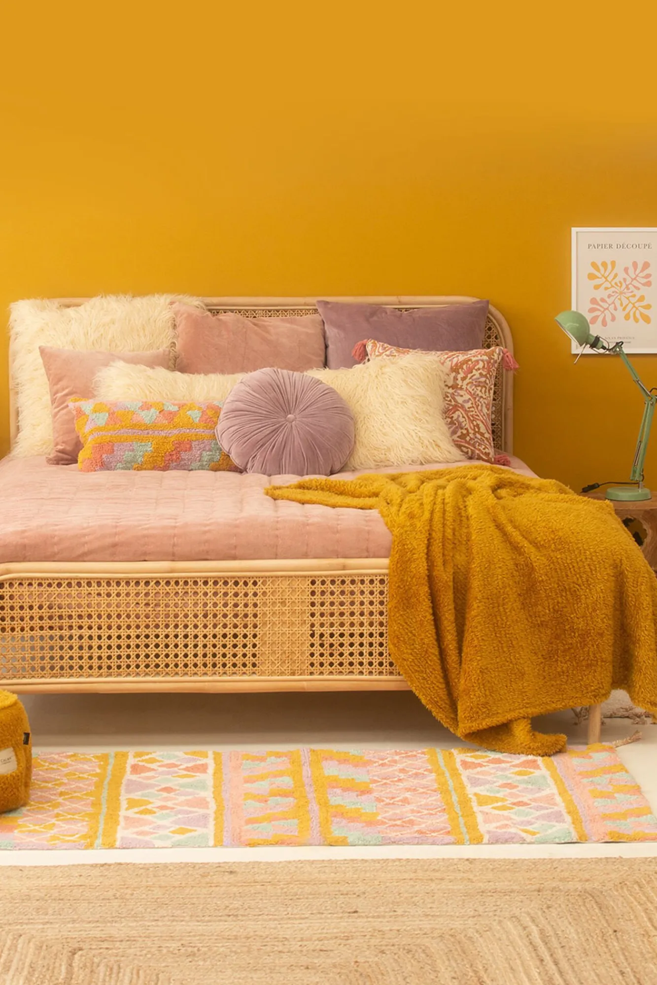 Calma House Mantas>Plaid mostaza Tedy