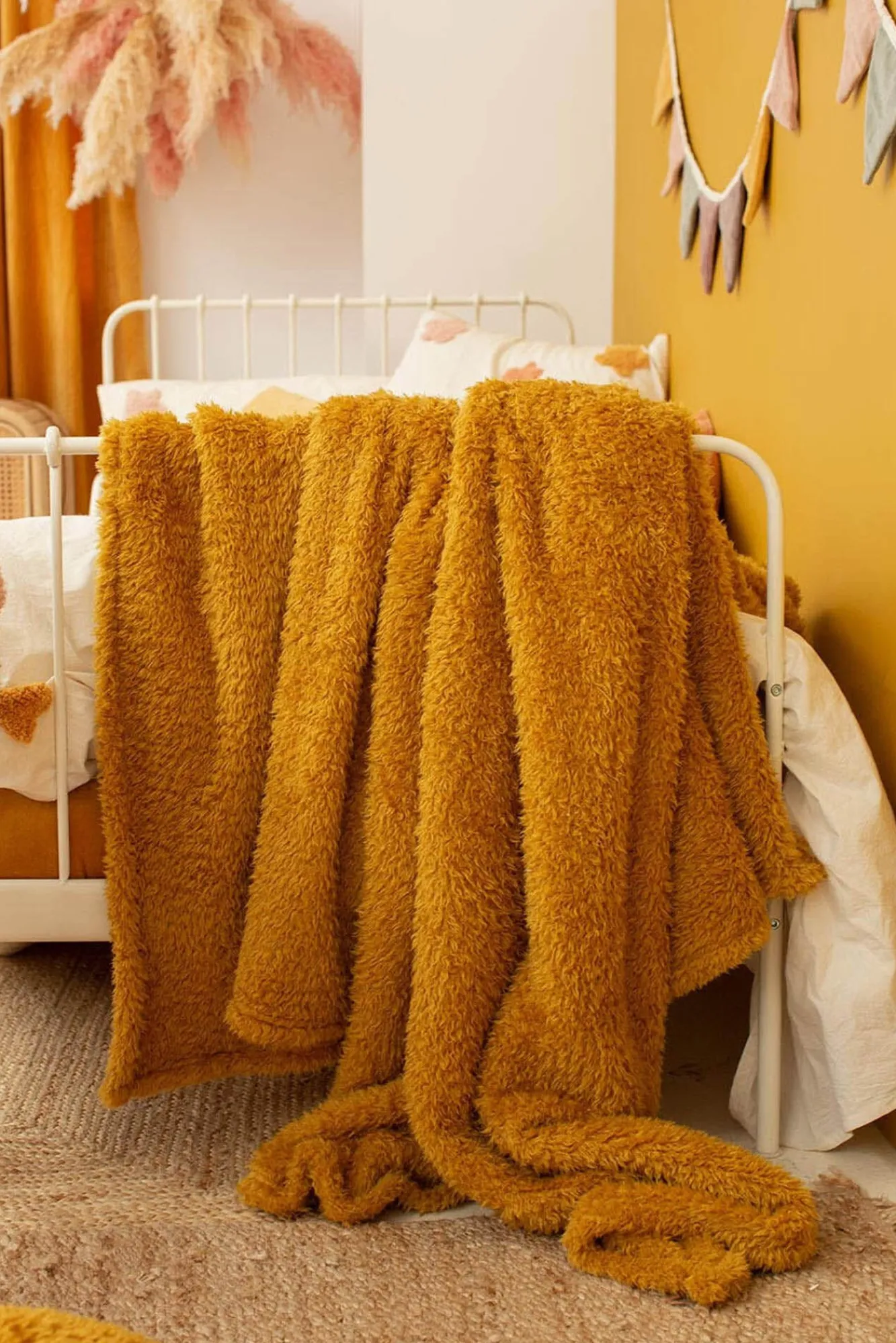 Calma House Mantas>Plaid mostaza Tedy