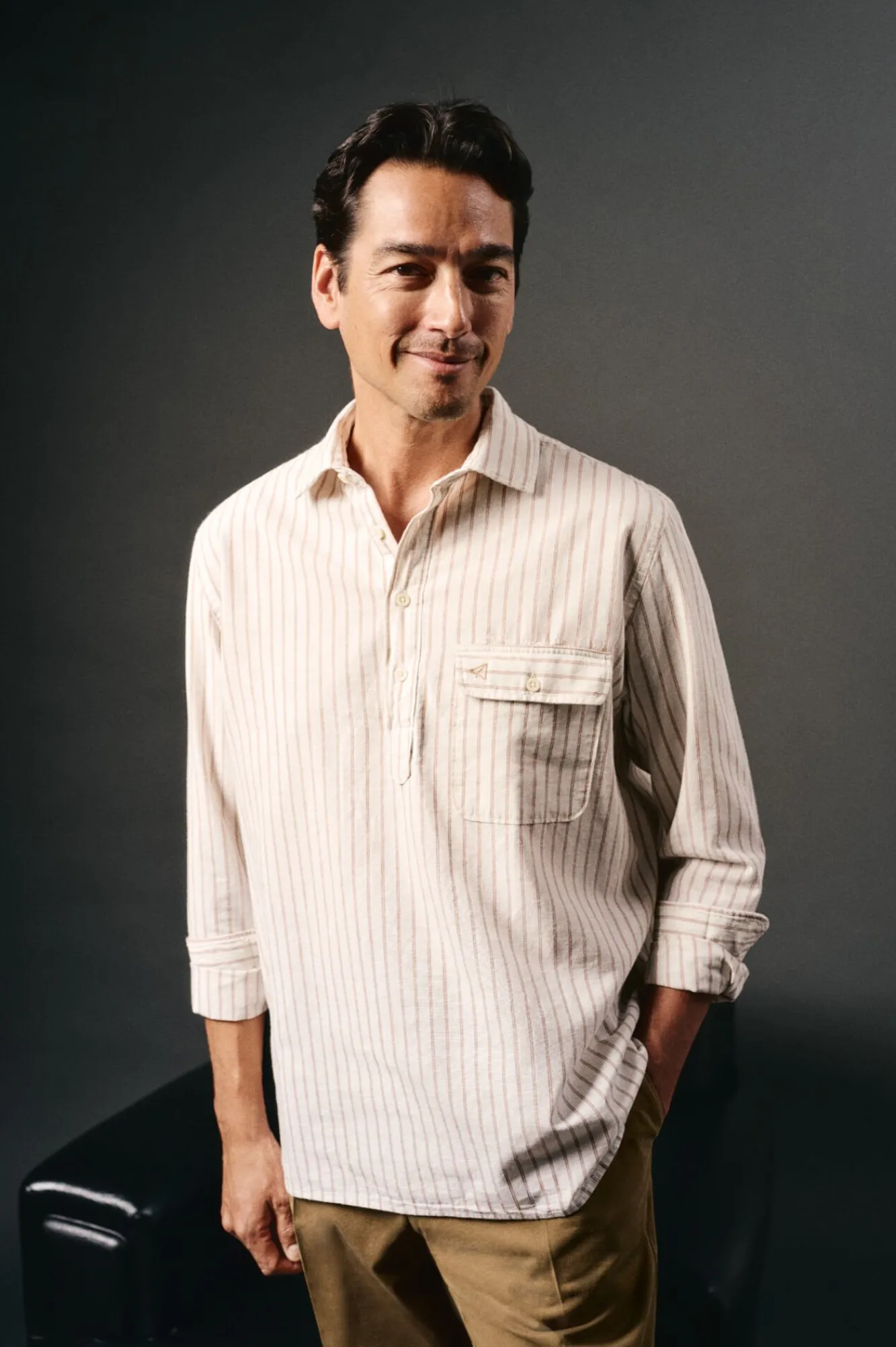 Hombre OOTO Camisas>Polera de algodón con lino