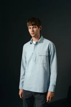 Hombre OOTO Camisas>Polera de algodón con lino