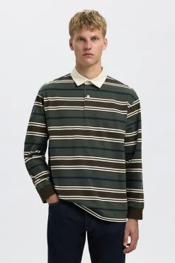 Hombre Selected Polos>Polo estilo rugby 100% algodón orgánico.