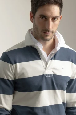 Hombre PuroEGO Polos>Polo rayas azul tinta