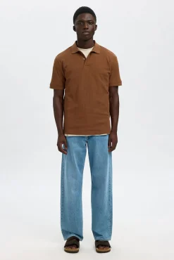 Hombre Selected Polos>Polo Rib de manga corta Regular Fit.