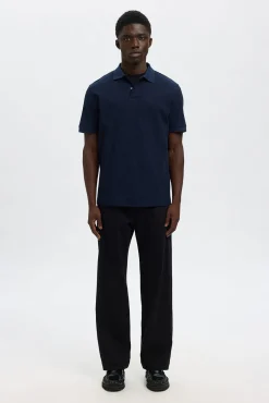 Hombre Selected Polos>Polo Rib de manga corta Regular Fit.