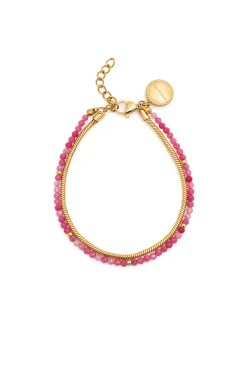 Mujer Singularu Joyería Y Bisutería>Pulsera Cleopatra Pink Acero Baño Oro
