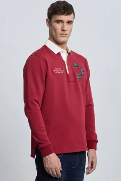 Hombre Valecuatro Polos>Rugby 3 escudos burdeos