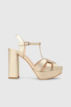 Mujer Lodi Tacones>Sandalias con plataforma en piel dorada