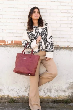 Mujer The Code Bolsos>Shopper Arizona piel burdeos