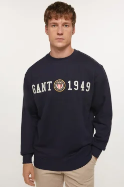 Hombre Gant Sudaderas>Sudadera con escudo y cuello redondo