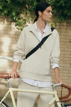 Mujer Dash and Stars Deporte|Sudaderas>Sudadera cuello cremallera beige