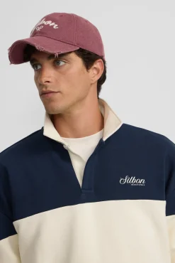 Hombre Silbon Sudaderas>Sudadera cuello polo relaxed fit panel