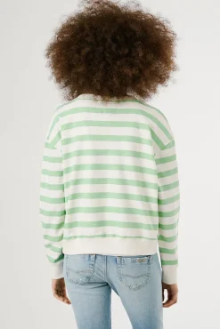 Mujer Pepe Jeans Sudaderas>Sudadera de manga larga a rayas con logo frontal