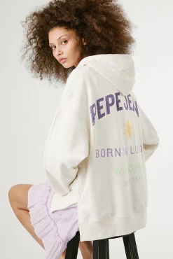 Mujer Pepe Jeans Sudaderas>Sudadera de manga larga con capucha con logo bordado y dibujo en la parte trasera