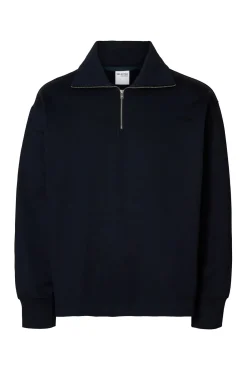 Hombre Selected Sudaderas>Sudadera media cremallera 100% algodón orgánico