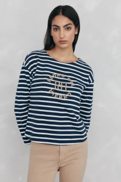 Mujer Pedro del Hierro Sudaderas>Sudadera rayas bordada
