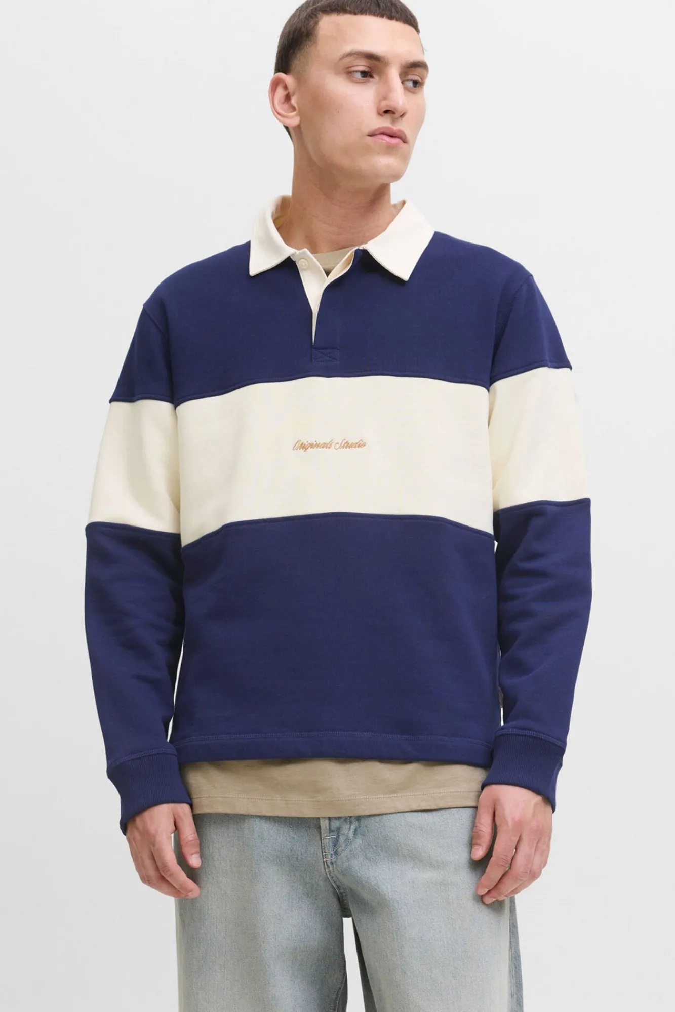 Hombre Jack & Jones Sudaderas>Sudadera tipo polo franja