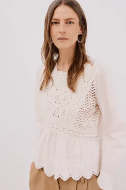 Mujer Cortefiel Camisetas>Top combinado crochet