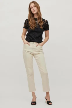 Mujer Vila Camisetas|Blusas>Top de encaje de manga corta