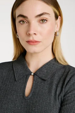 Mujer Vila Camisetas>Top de manga larga con cuello polo