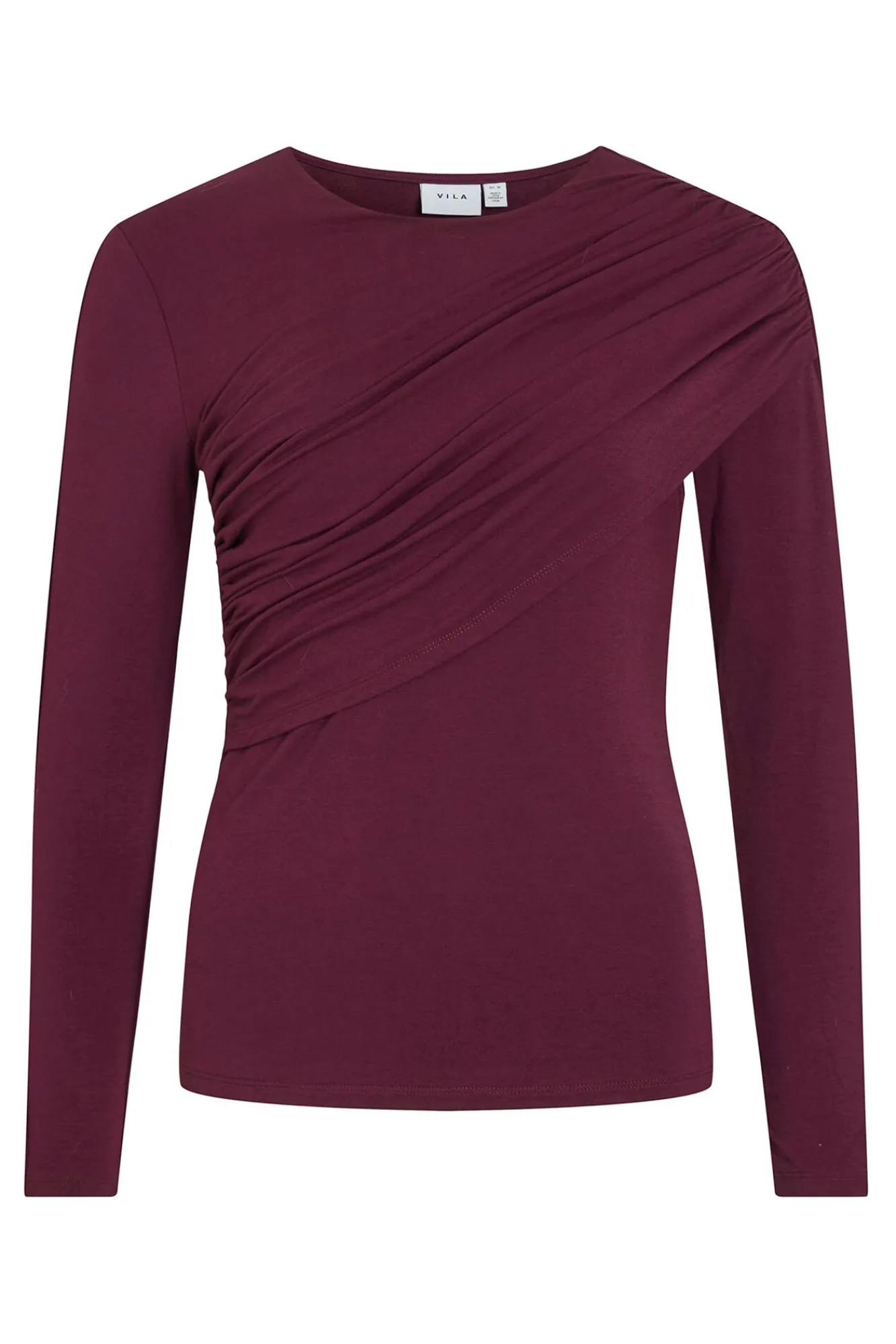 Mujer Vila Camisetas>Top de manga larga con detalle drapeado