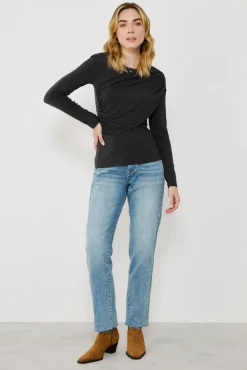 Mujer Vila Camisetas>Top de manga larga con detalle drapeado