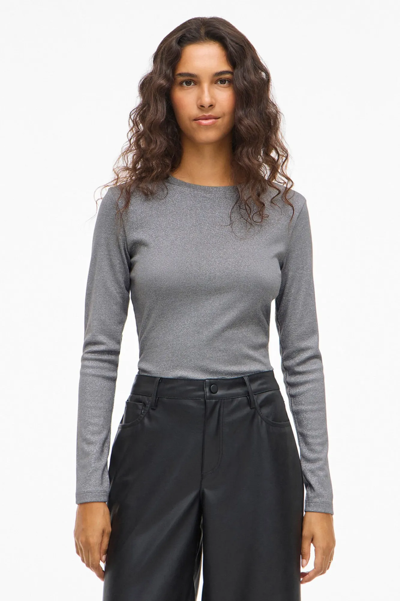 Mujer Vila Camisetas>Top de manga larga con glitter