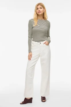 Mujer Vila Camisetas|Blusas>Top de manga larga con ribetes