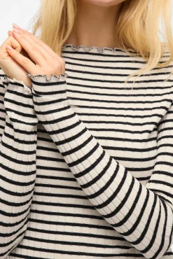 Mujer Vila Camisetas|Blusas>Top de manga larga con ribetes