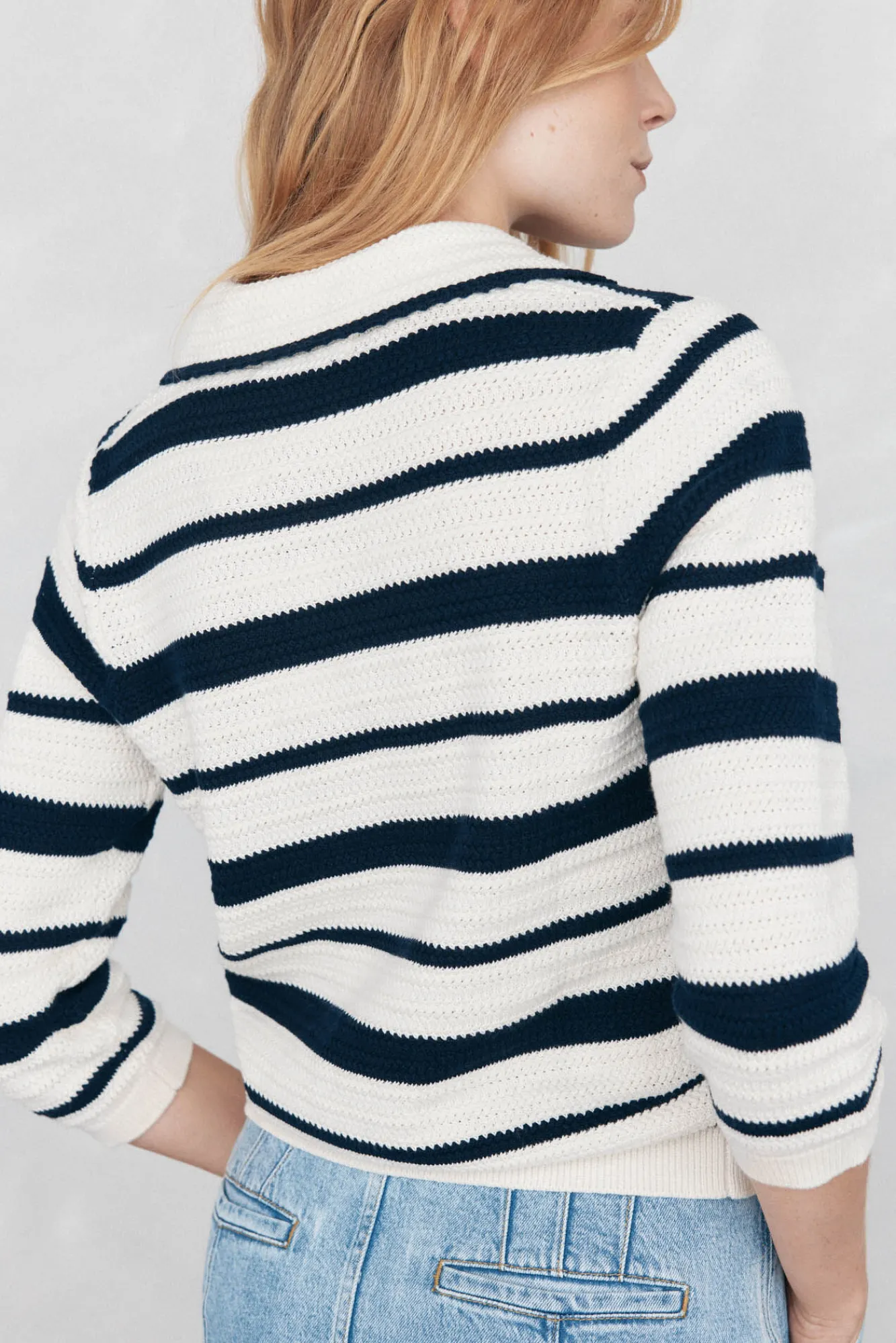 Mujer Pedro del Hierro Jerséis>Top de punto camisero con estructura y rayas