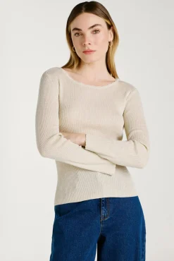 Mujer Vila Camisetas>Top de punto reversible con lúrex