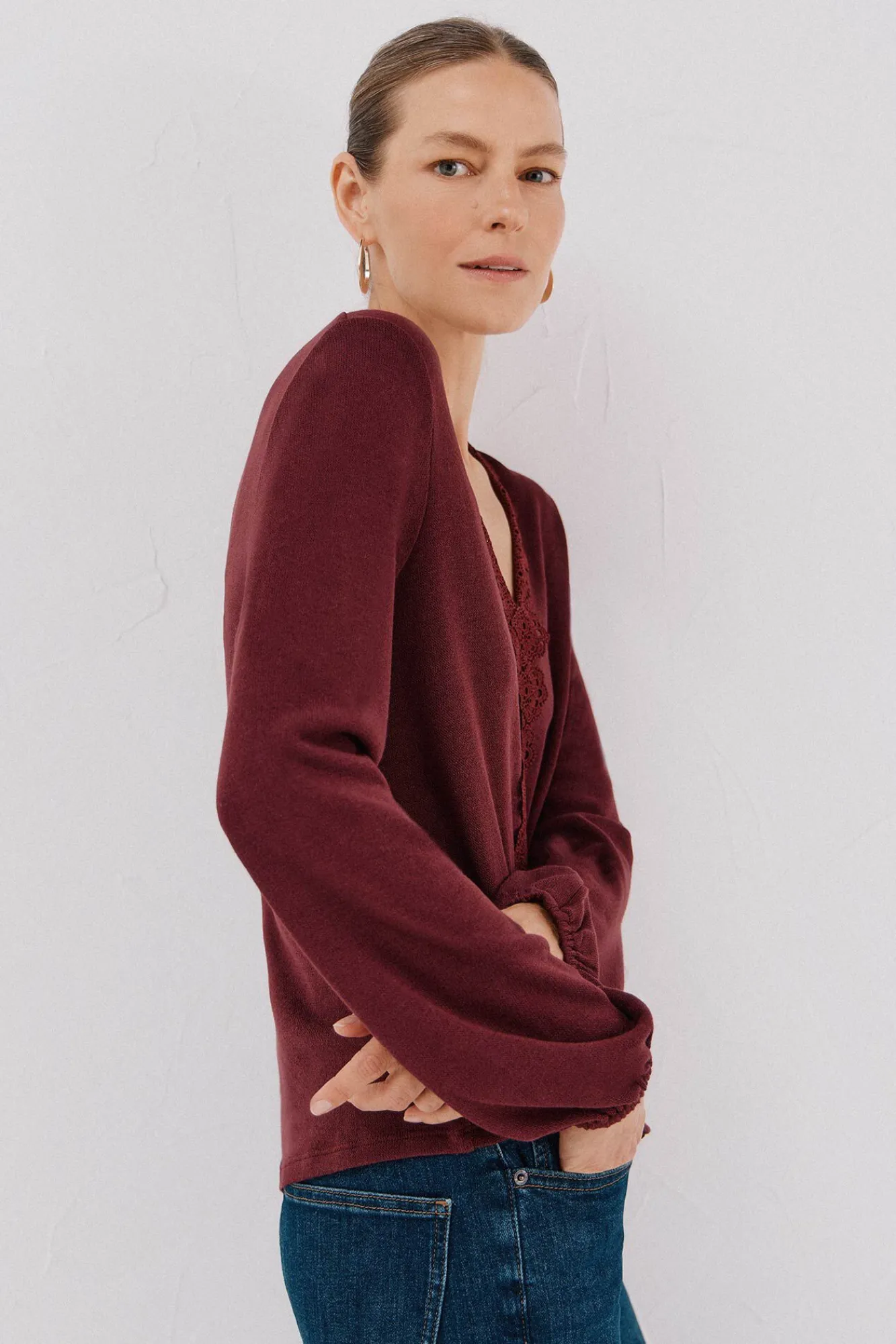 Mujer Cortefiel Camisetas>Top detalle puntilla escote