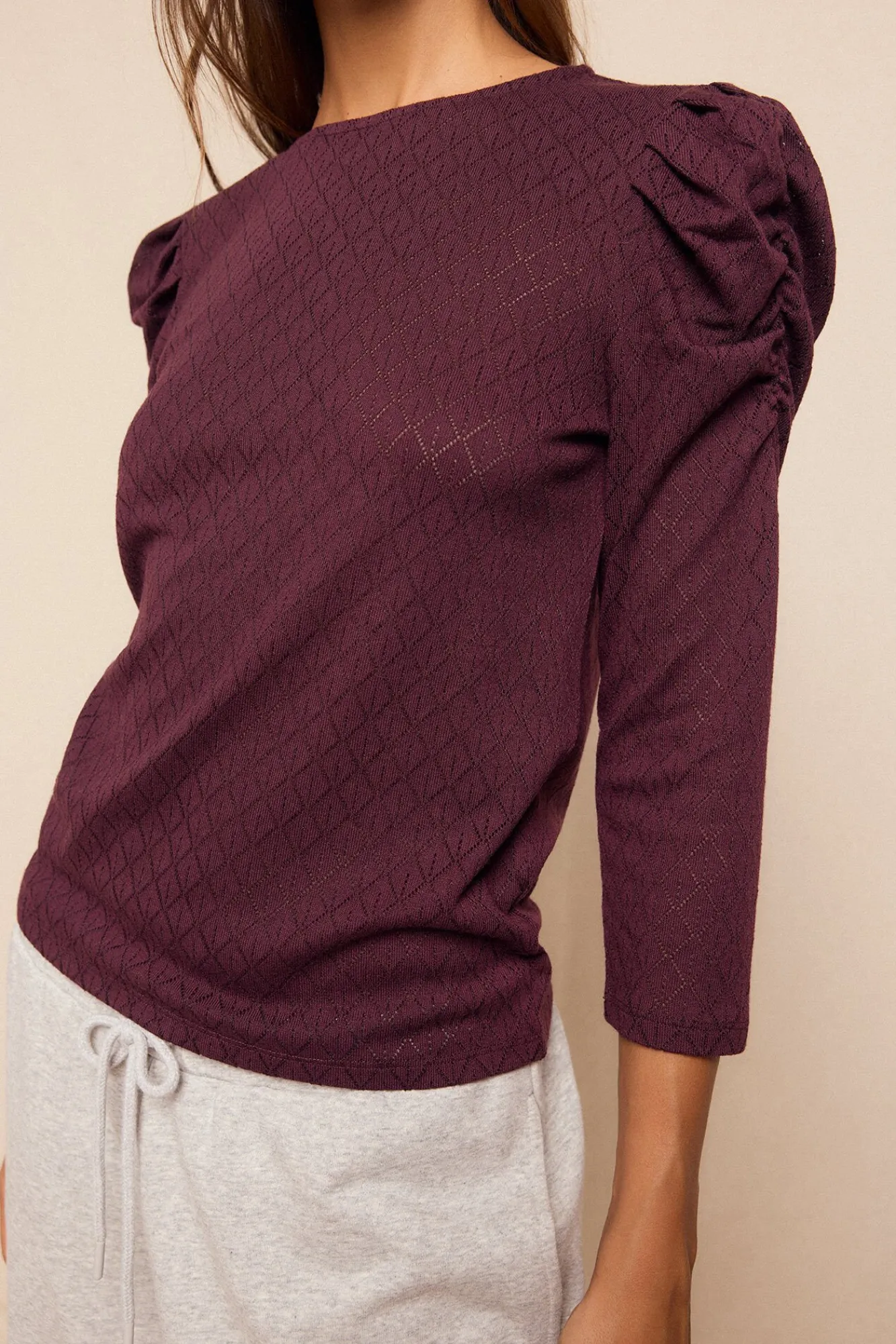 Mujer Slowlove Camisetas>Top estructura manga abullonada