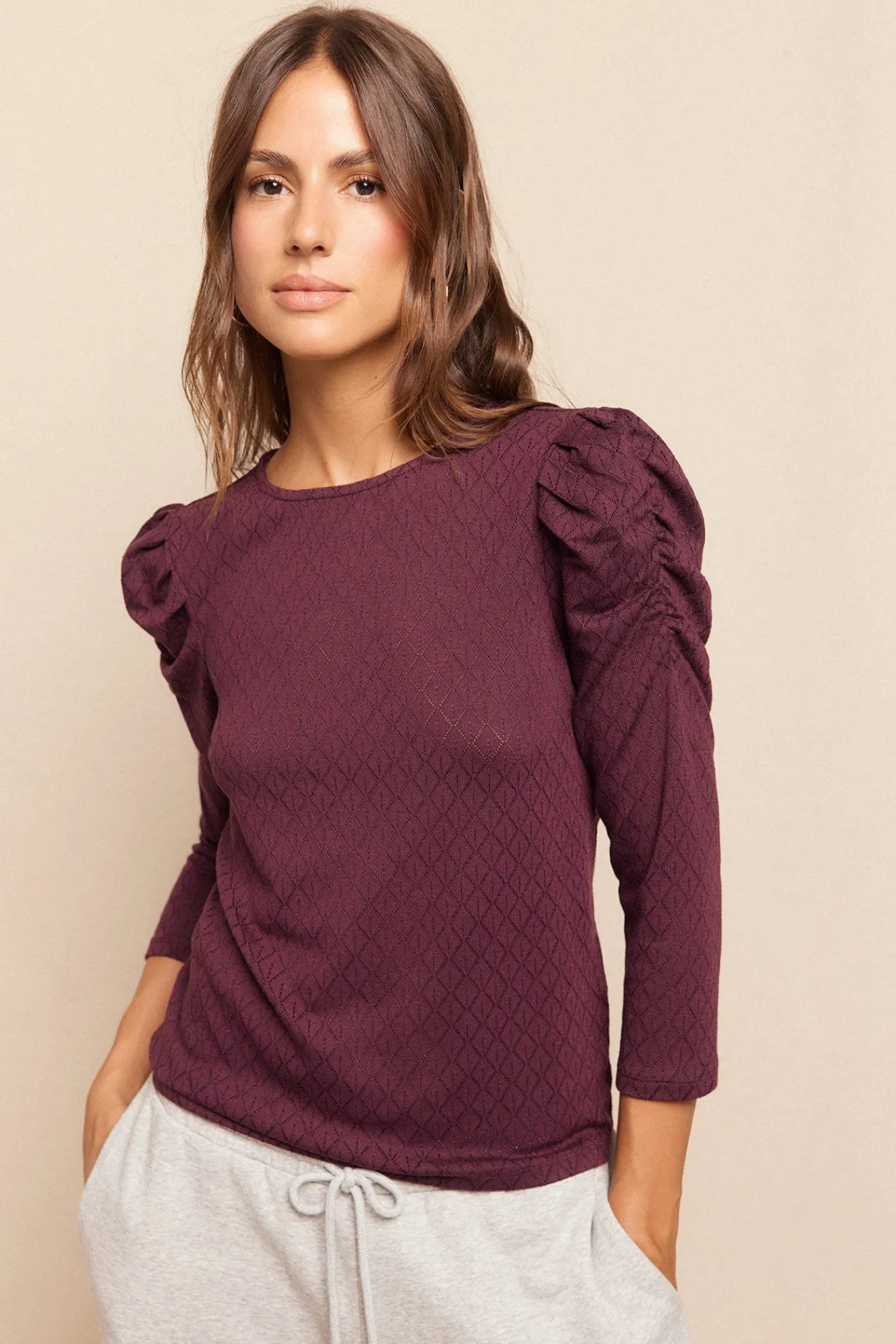 Mujer Slowlove Camisetas>Top estructura manga abullonada