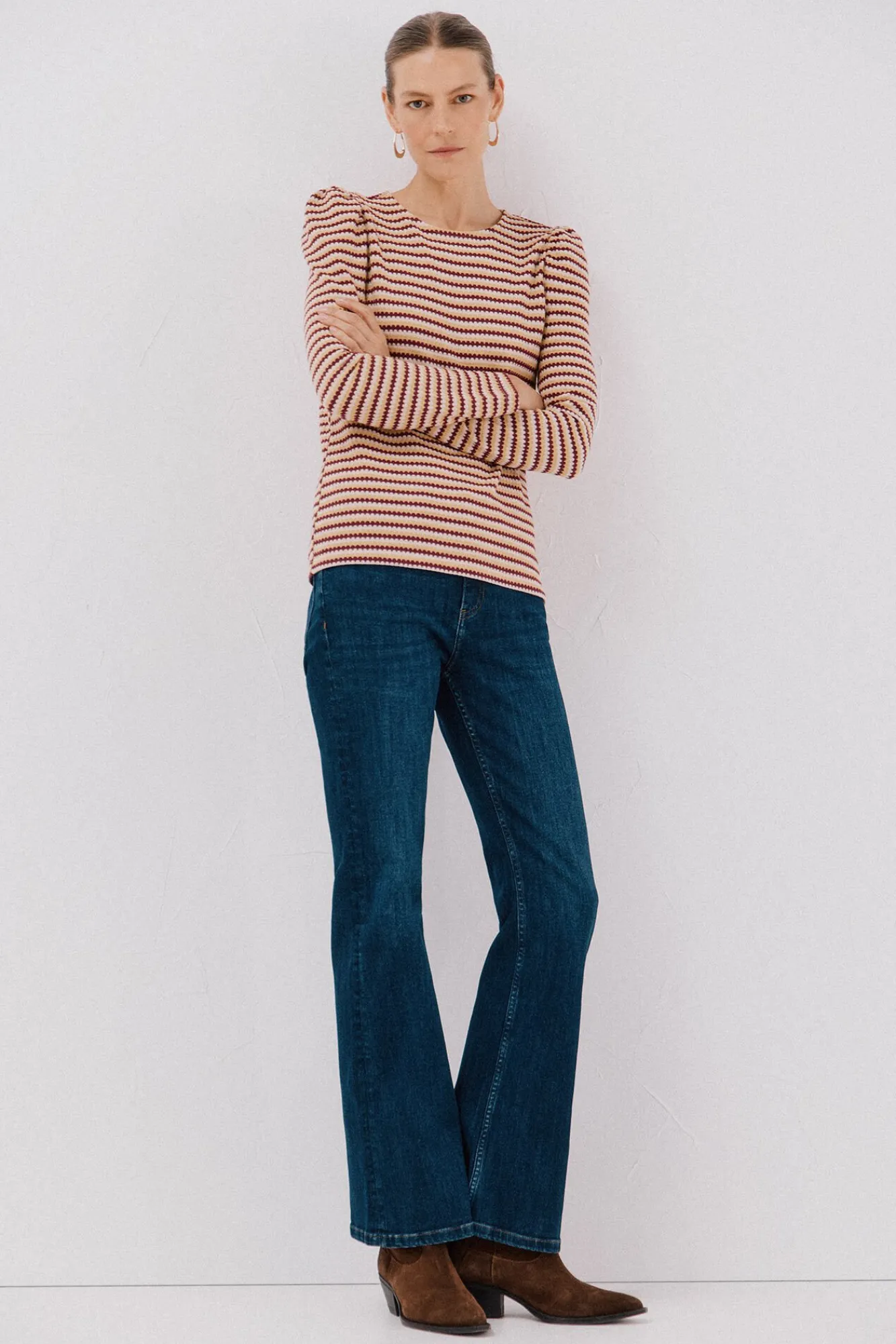 Mujer Cortefiel Camisetas>Top estructura rayas