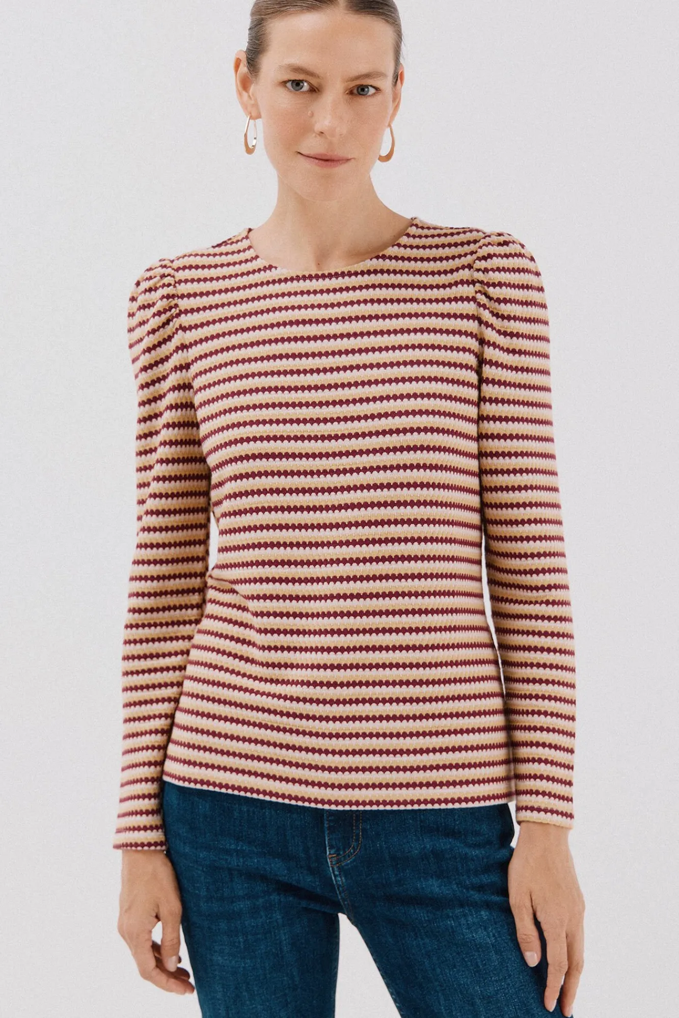 Mujer Cortefiel Camisetas>Top estructura rayas