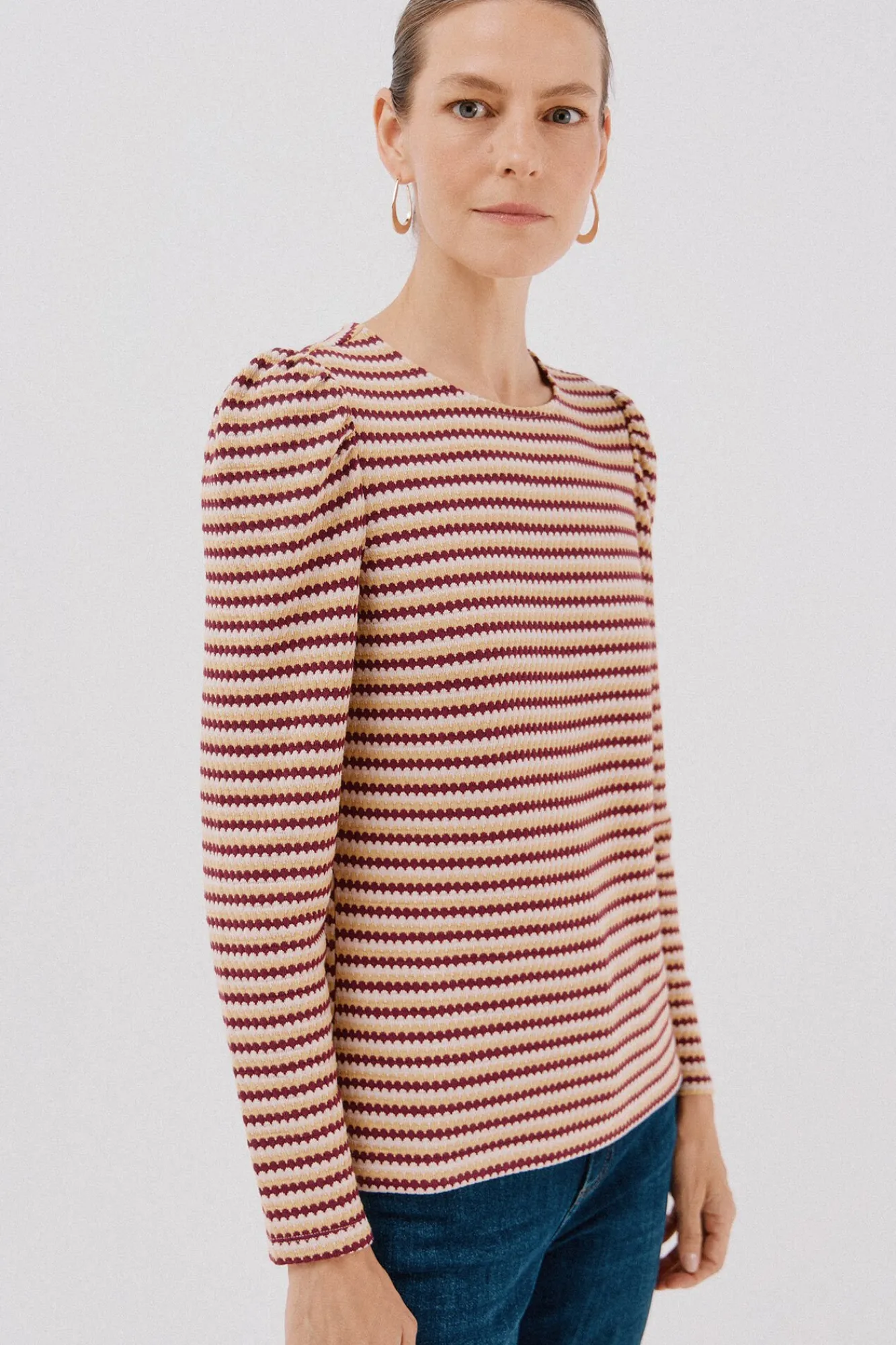 Mujer Cortefiel Camisetas>Top estructura rayas