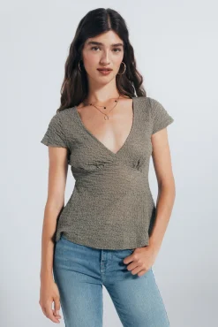 Mujer Springfield Camisetas>Top liso textura