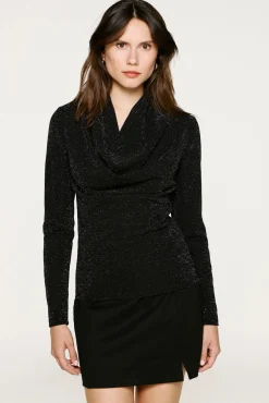 Mujer Selected Camisetas>Top manga larga brillo