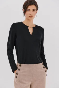 Mujer Cortefiel Camisetas>Top pieza dorada escote