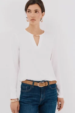 Mujer Cortefiel Camisetas>Top pieza dorada escote