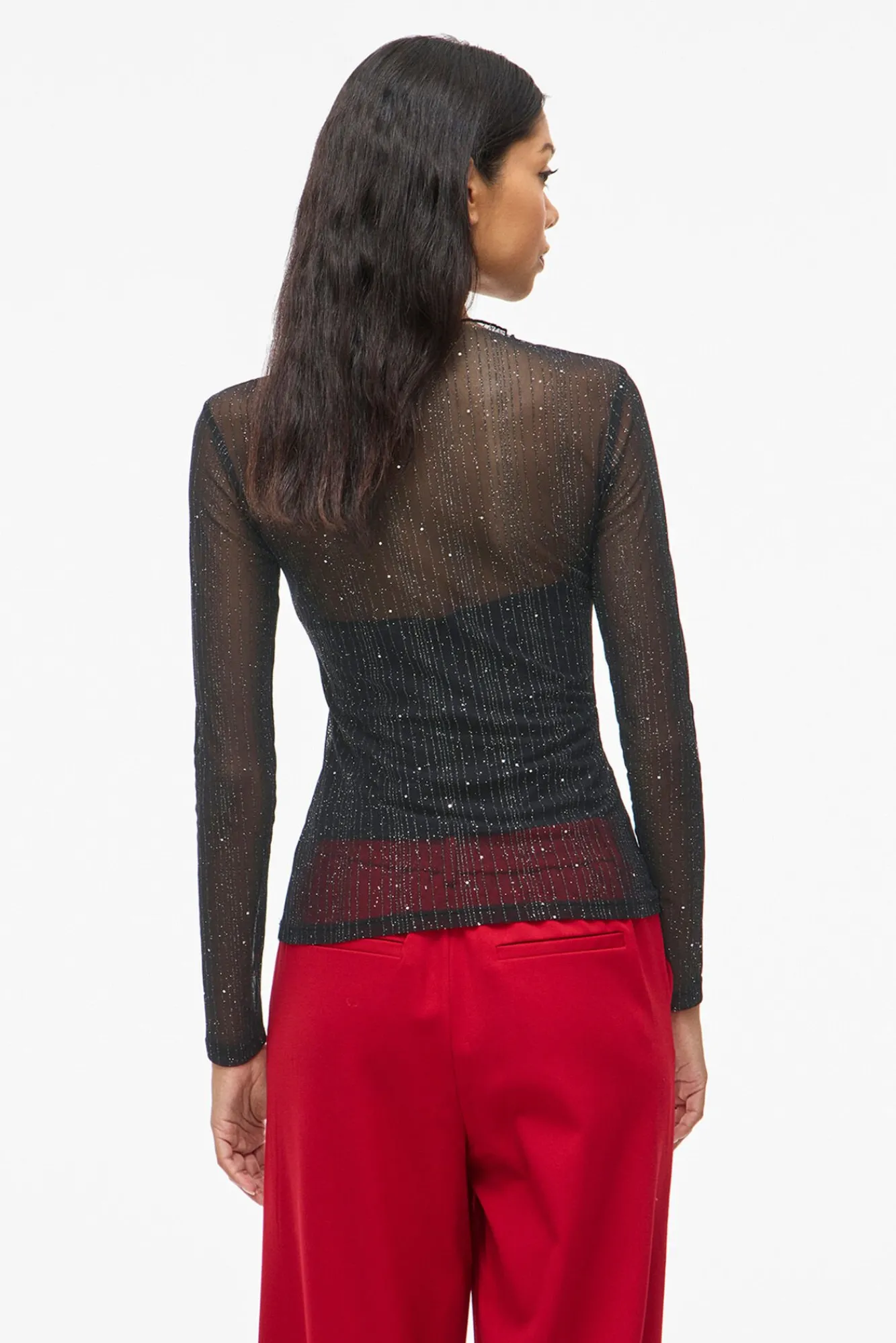 Mujer Vila Camisetas>Top transparente con purpurina